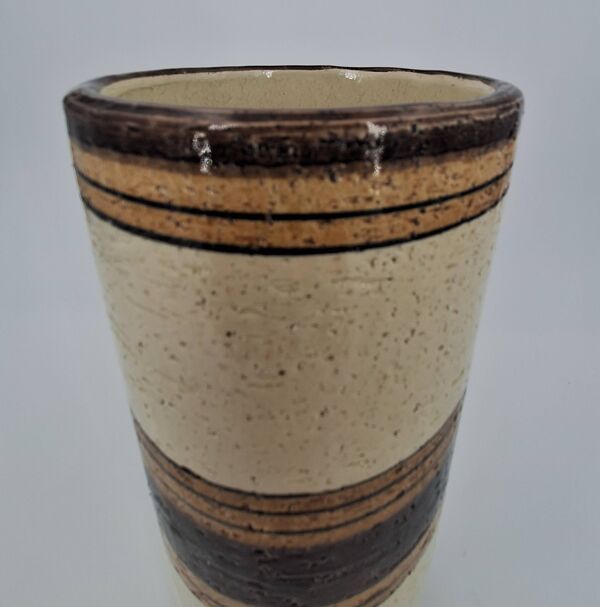 Vase rouleau en céramique par Aldo Londi pour Bitossi, modèle Sahara, Italie mid century