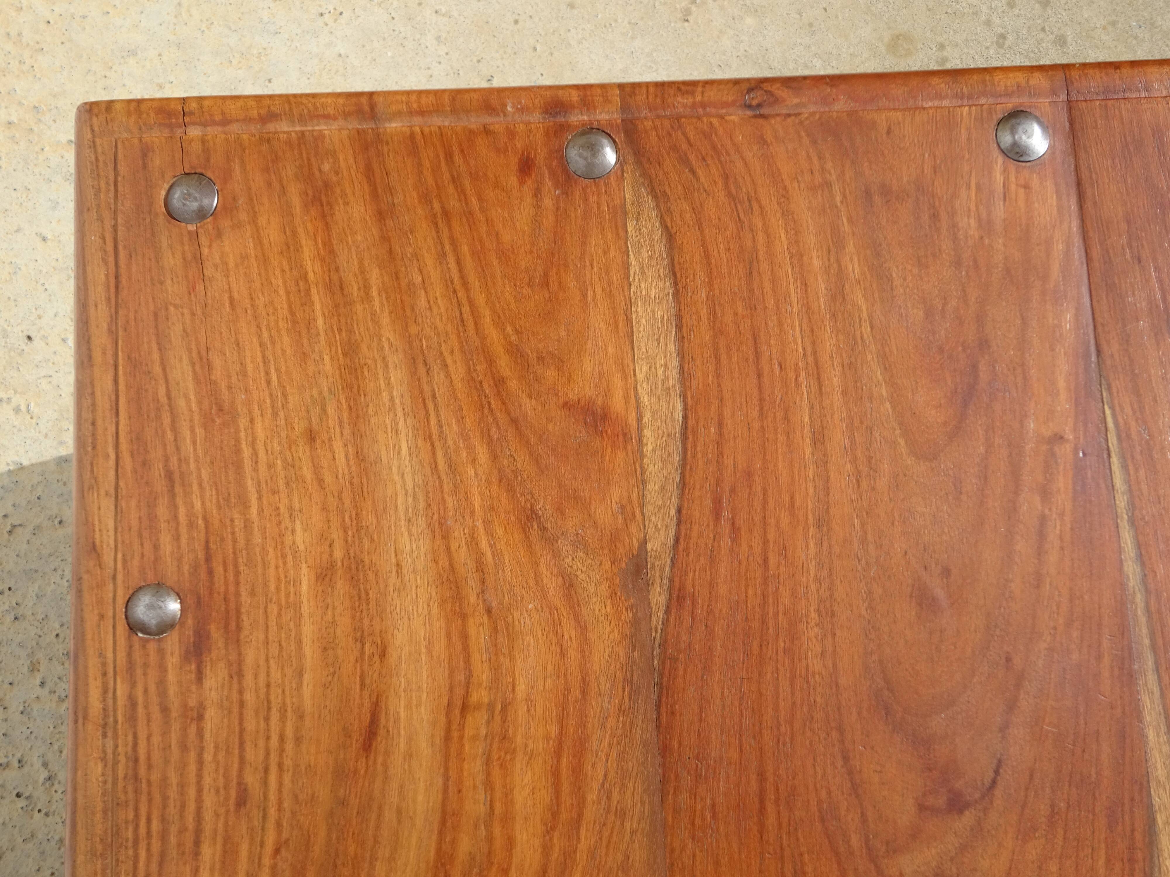 Wooden and wrought iron coffee table