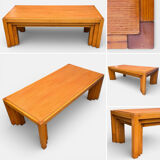 Vintage coffee table in solid elm from the 1970s.