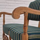 1960s, Danish 2 seater sofa, original condition, furniture wool fabric, solid oak wood.