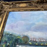 Very beautiful painting Landscape with reflections – M. de Moran 1996 with a 19th century frame