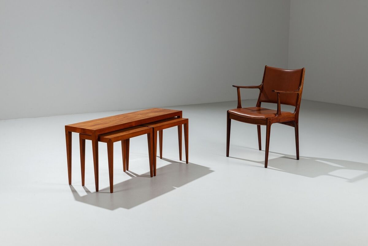 3 tables gigognes en teck par Severin Hansen pour Haslev, Danemark 1960
