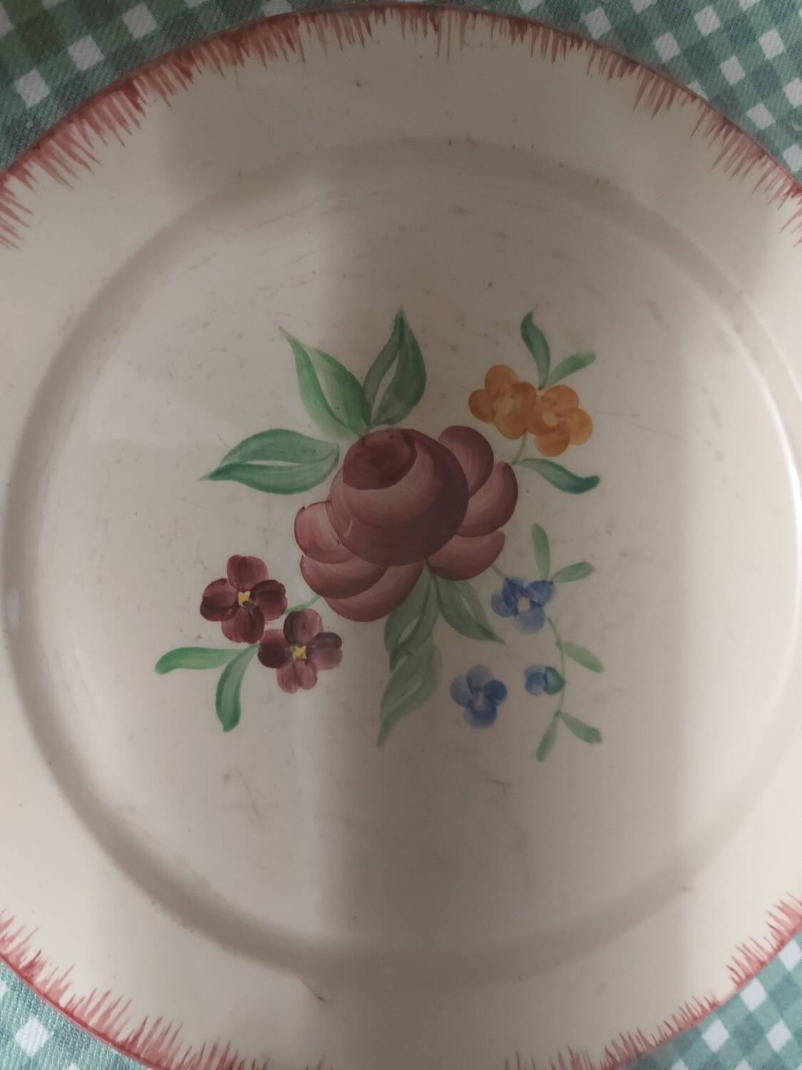 Vintage Longchamp earthenware soup tureen, dish and dessert plate set