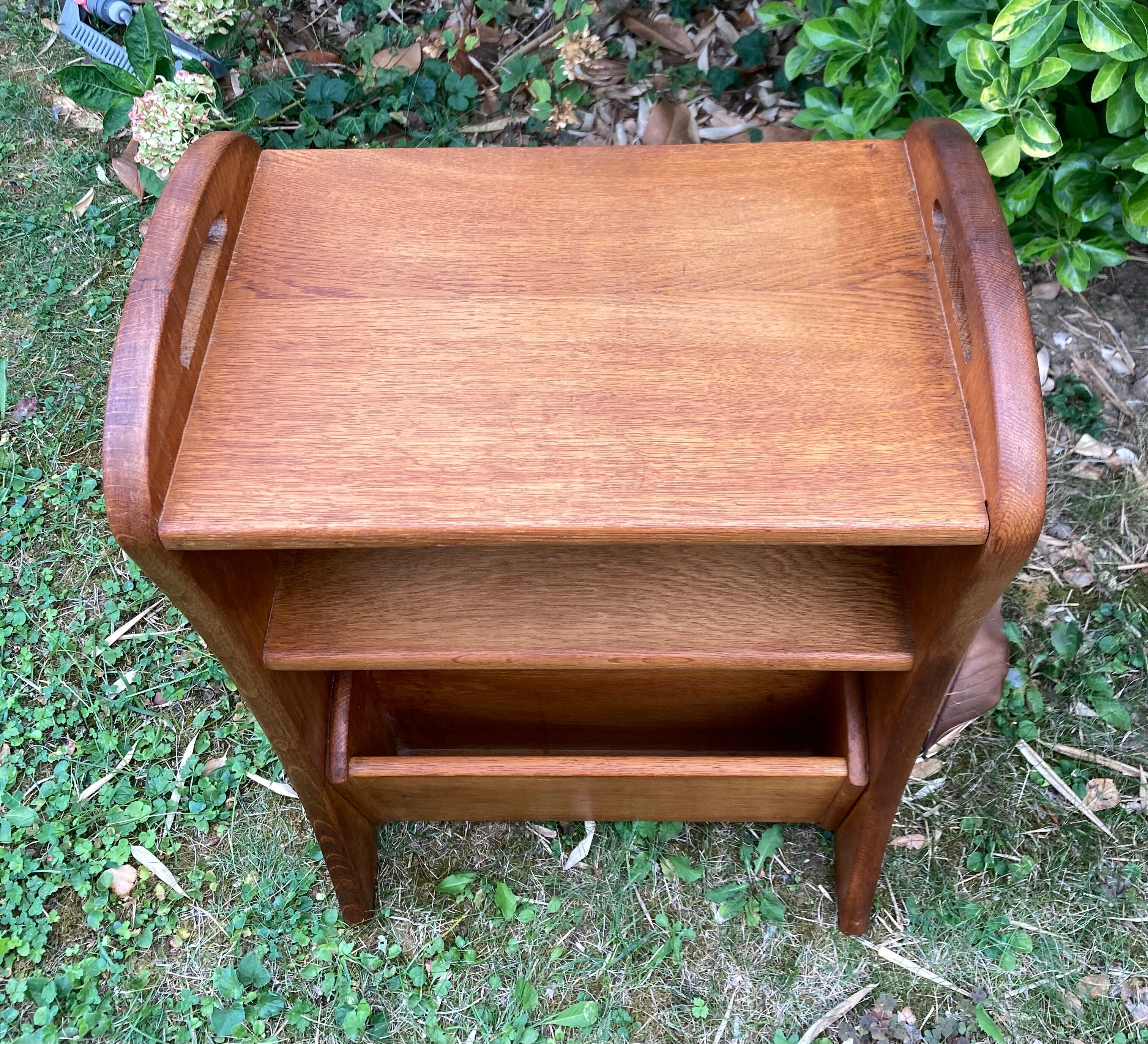 Magazine holder end of sofa 40s oak