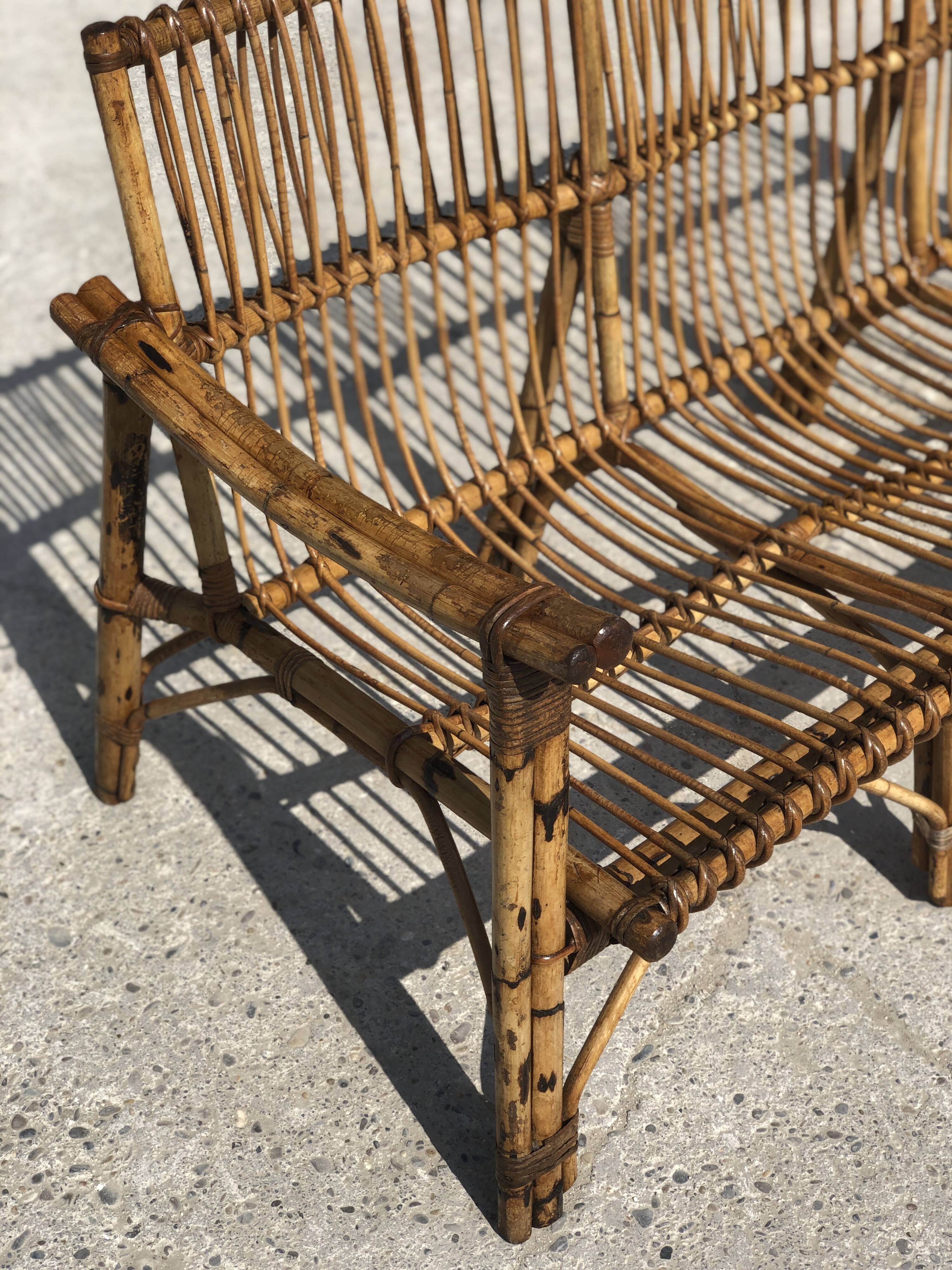 Bamboo sofa Dal Vera Italian design sofa 1970