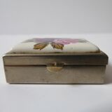 Metal and porcelain pill box roses decorations