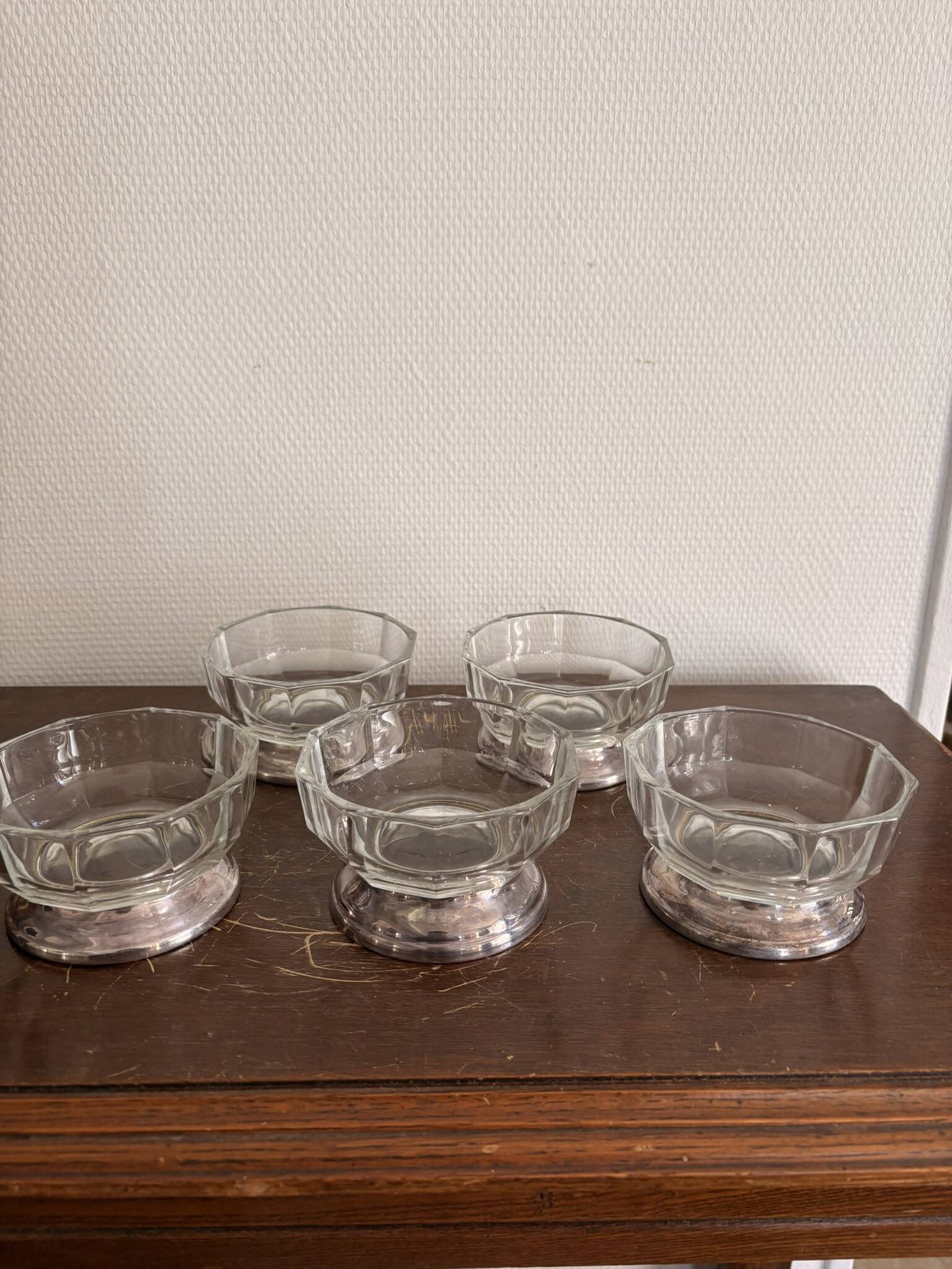 lot of 5 silver-plated metal fruit bowls in syrup made in Italy