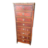 Weekly / chiffonnier, chest of drawers with 8 drawers in marquetry, marble top.