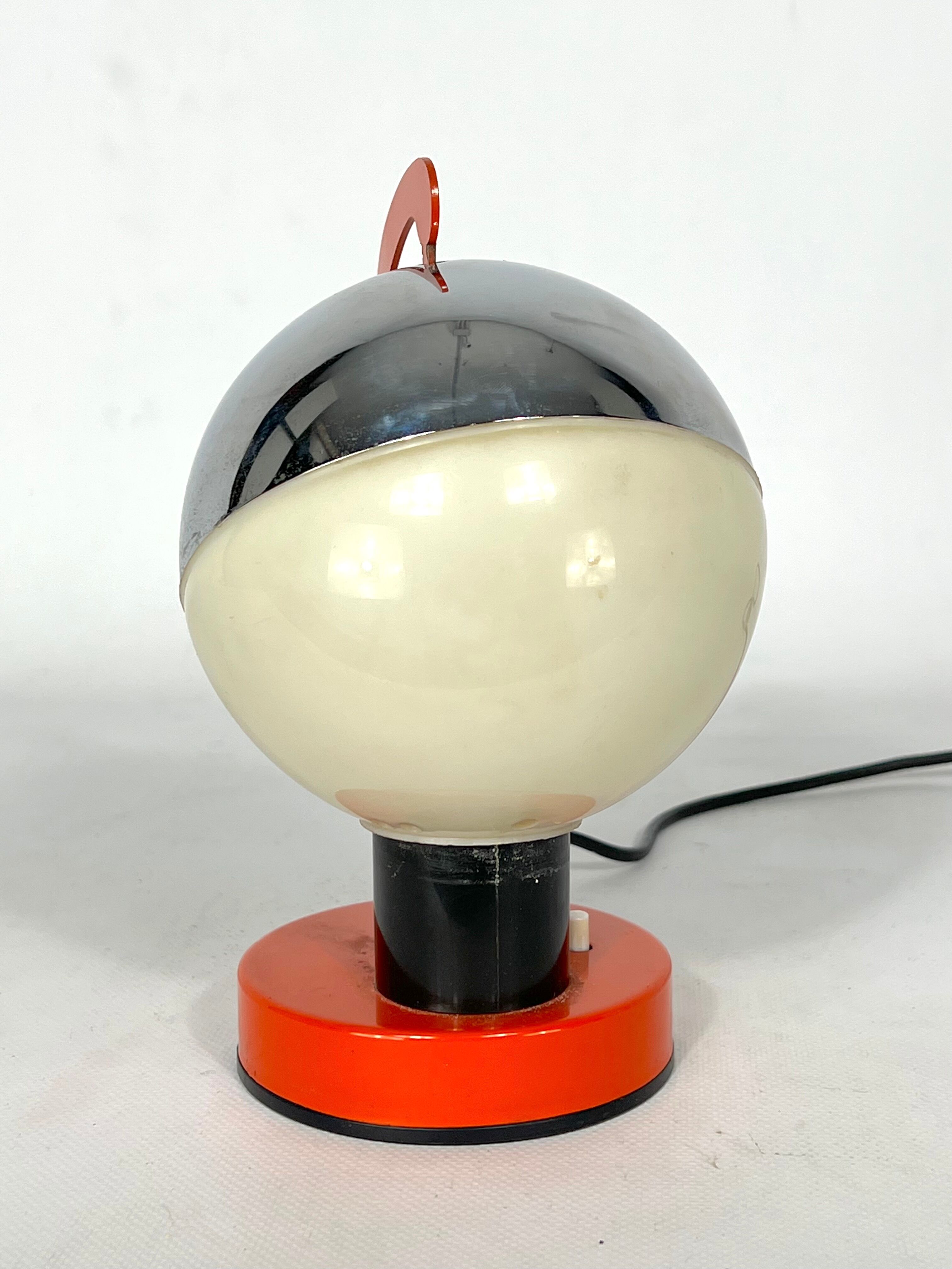 Space age Italian metal and plastic table lamp from 60s