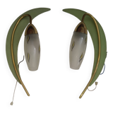 Paire d'appliques à tirette 1950 feuille fleur