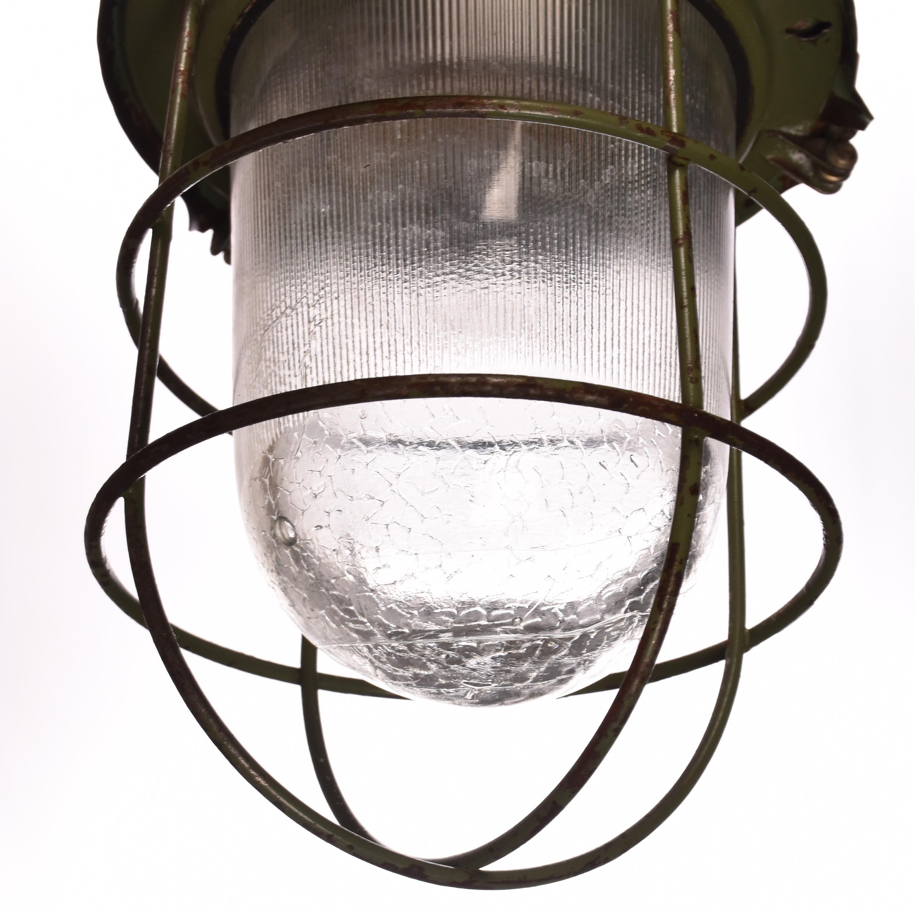 Industrial cage lamp green