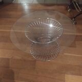 vintage 70s round designer coffee table with wire base