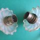 Pair of antique gold candlestick wall sconces