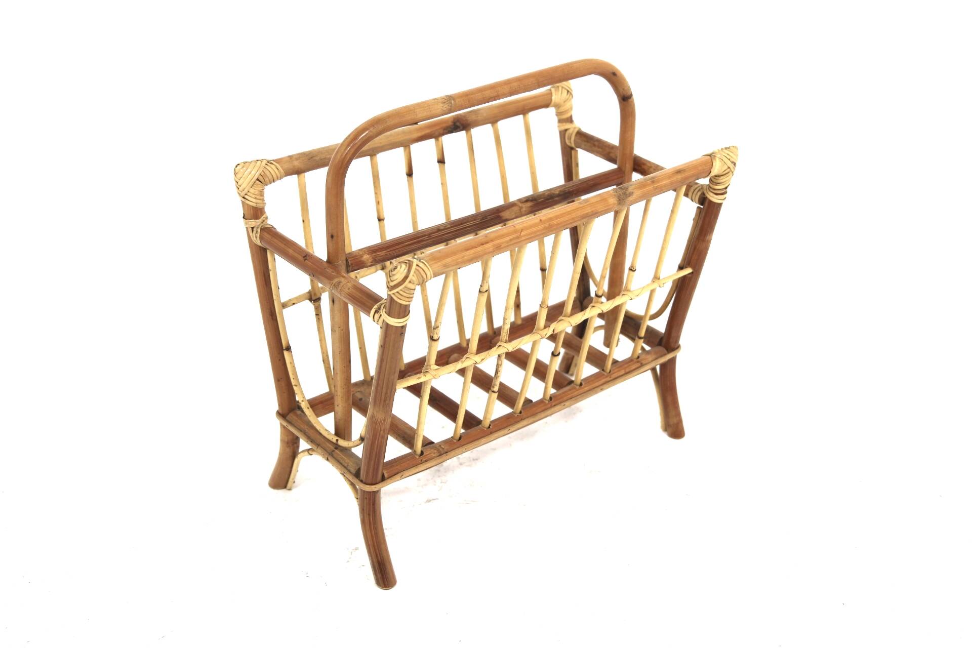 Scandinavian rattan magazine rack, Sweden, 1950