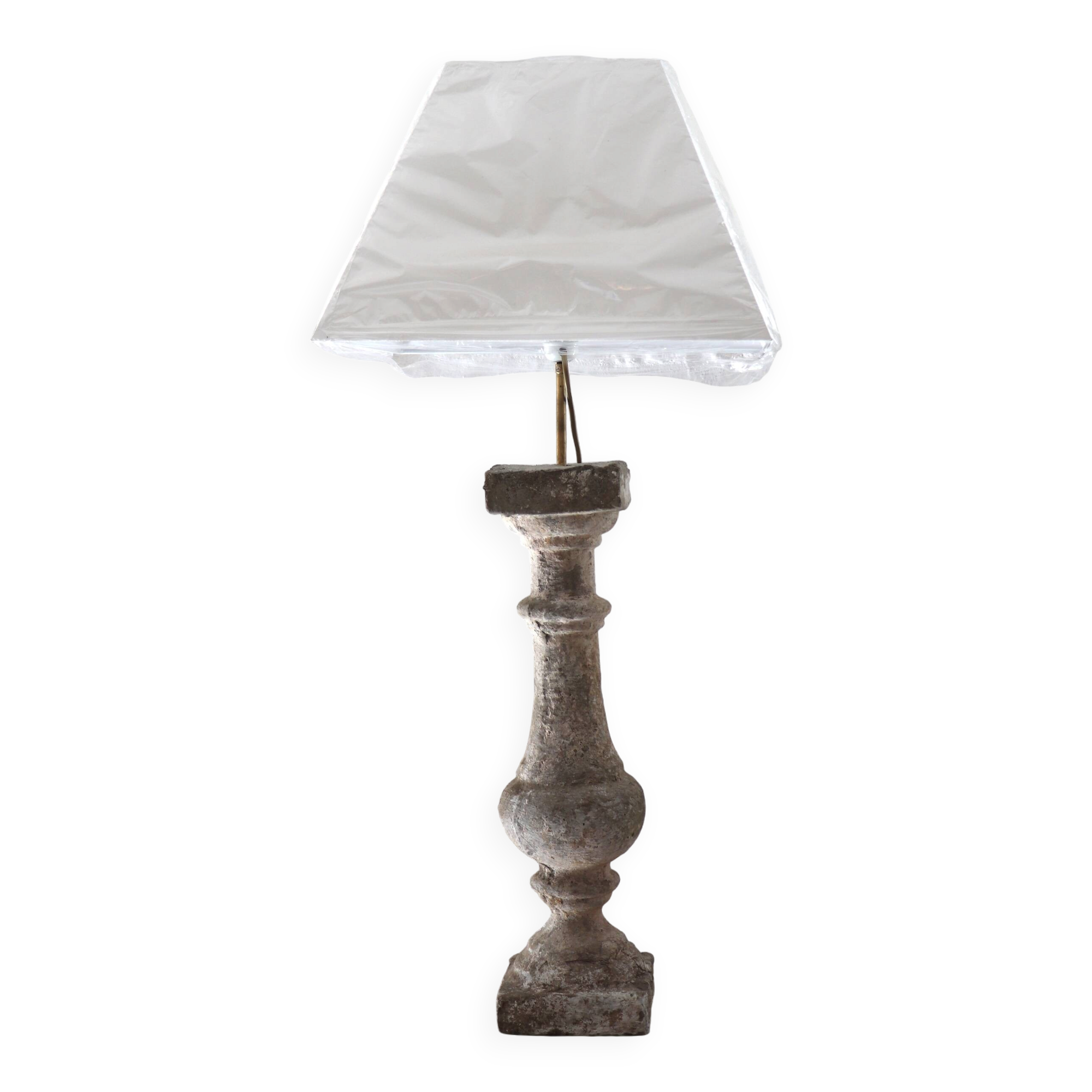 Lampe balustre sur pied pierre – XXe siècle