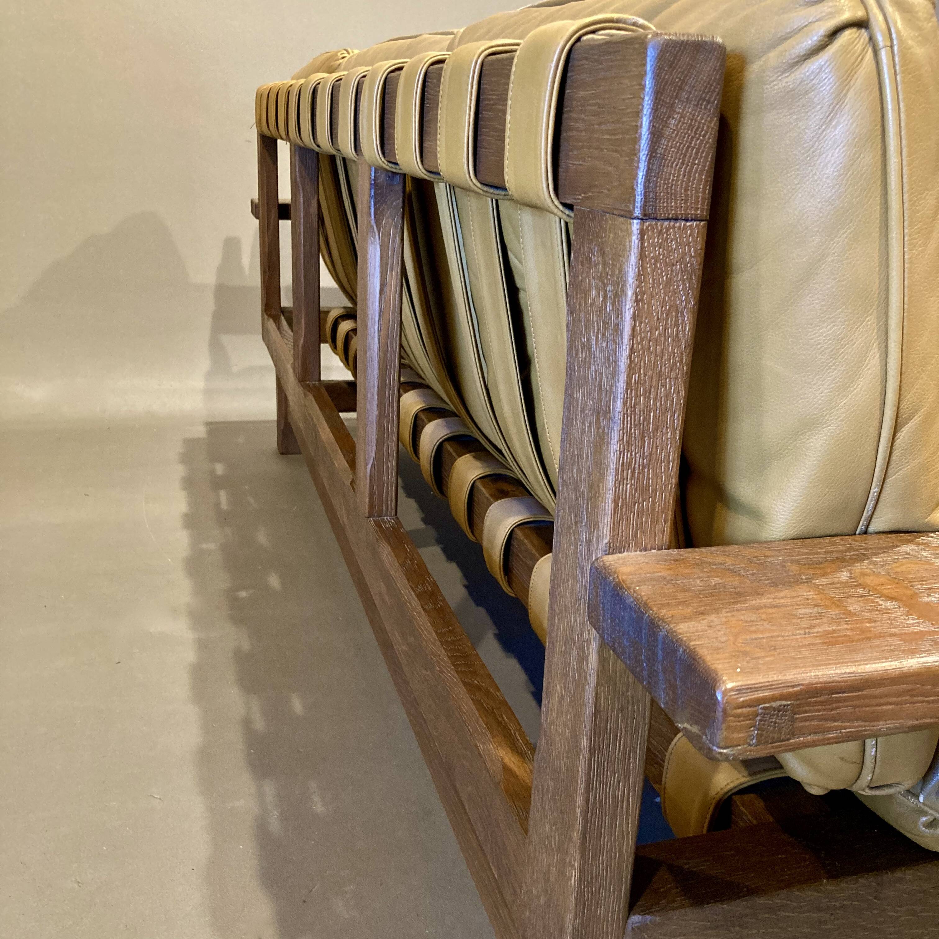 3-seater leather sofa, Brazilian design, 1960s