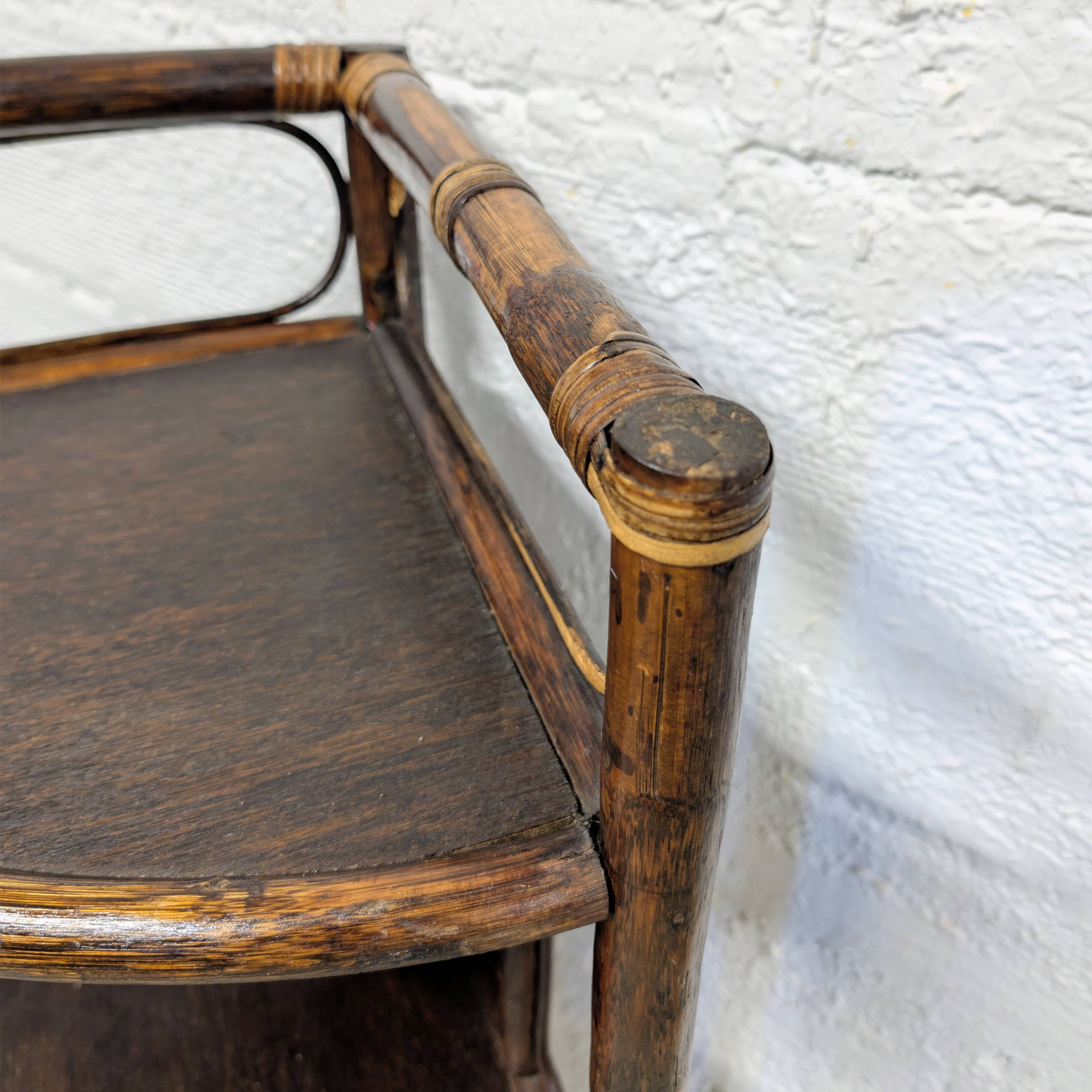 Rattan corner shelf