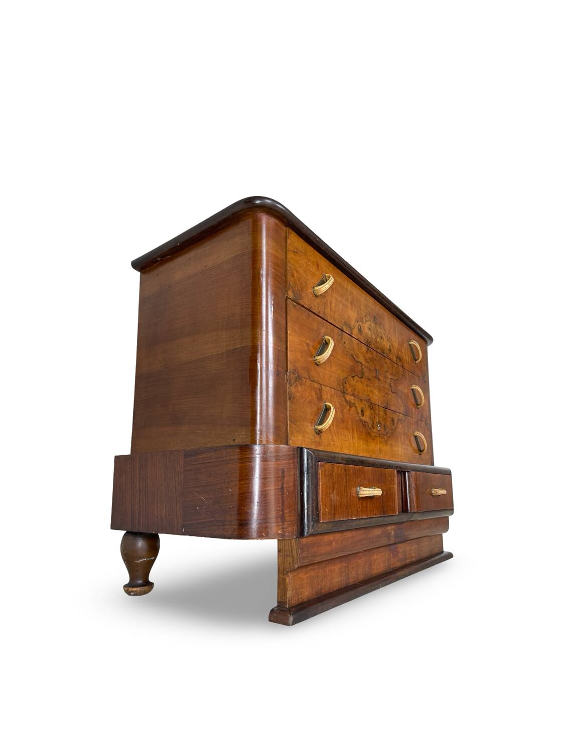 Commode italienne Art déco en ronce de noyer, années 1920