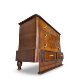 Commode italienne Art déco en ronce de noyer, années 1920