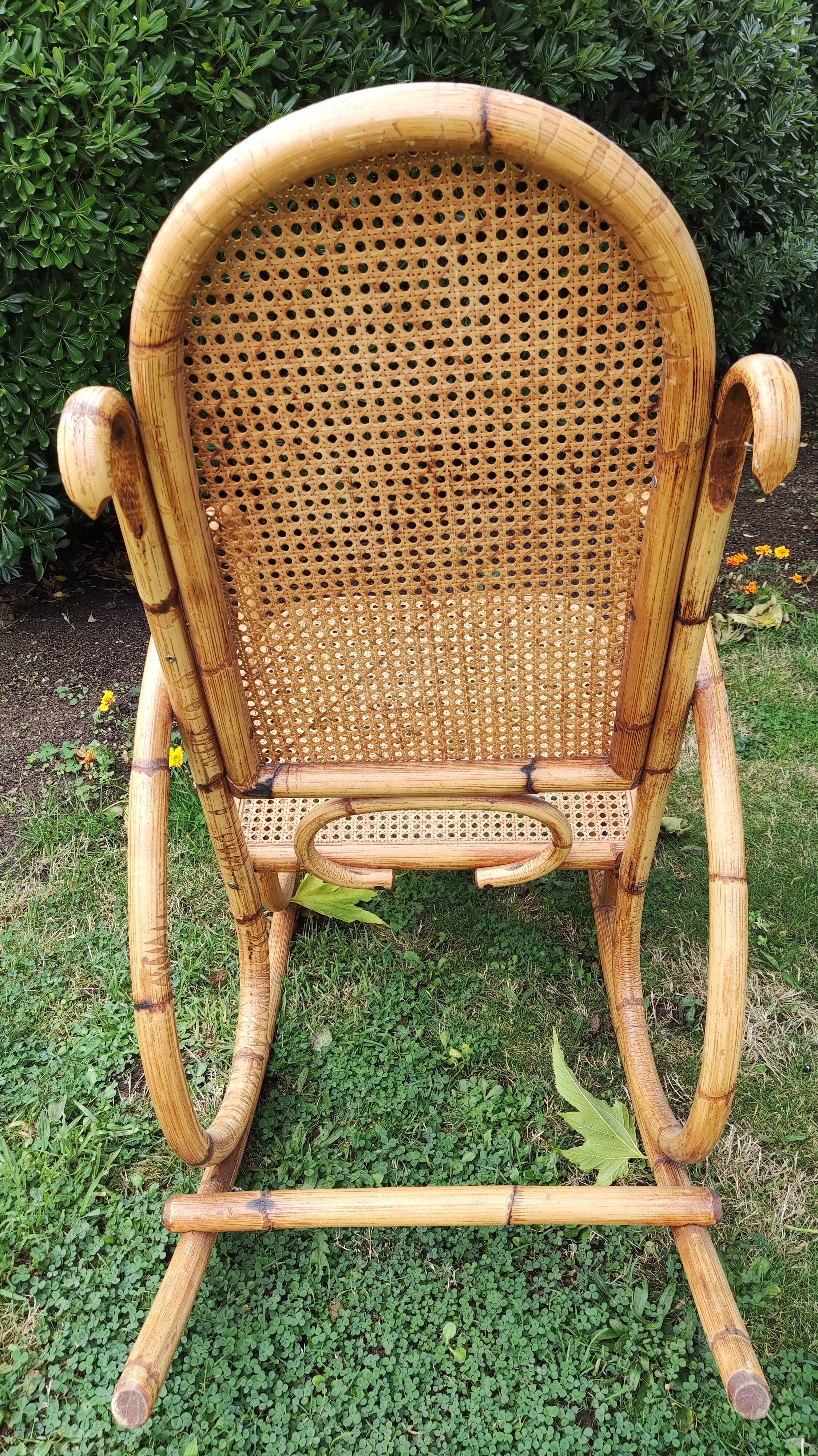 Rocking chair bamboo cannage