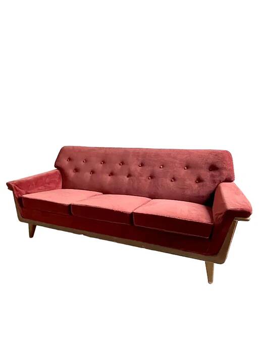 Mid-century modern three-seater velvet sofa, Swedish 1950s–1960s