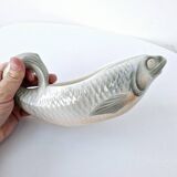 Gravy Boat With Handle Old Earthenware Ceramic Sarreguemines Salmon Fish Shape
