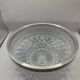 Chiseled glass (crystal?) salad bowl with silver metal edge
