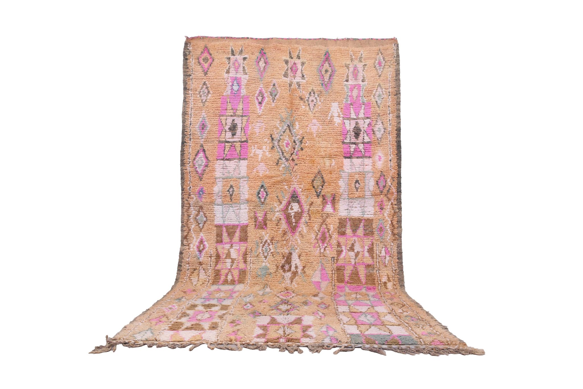 Peach Vintage Moroccan Rug 182 x 348 cm - Berber Wool Rug For Living Room