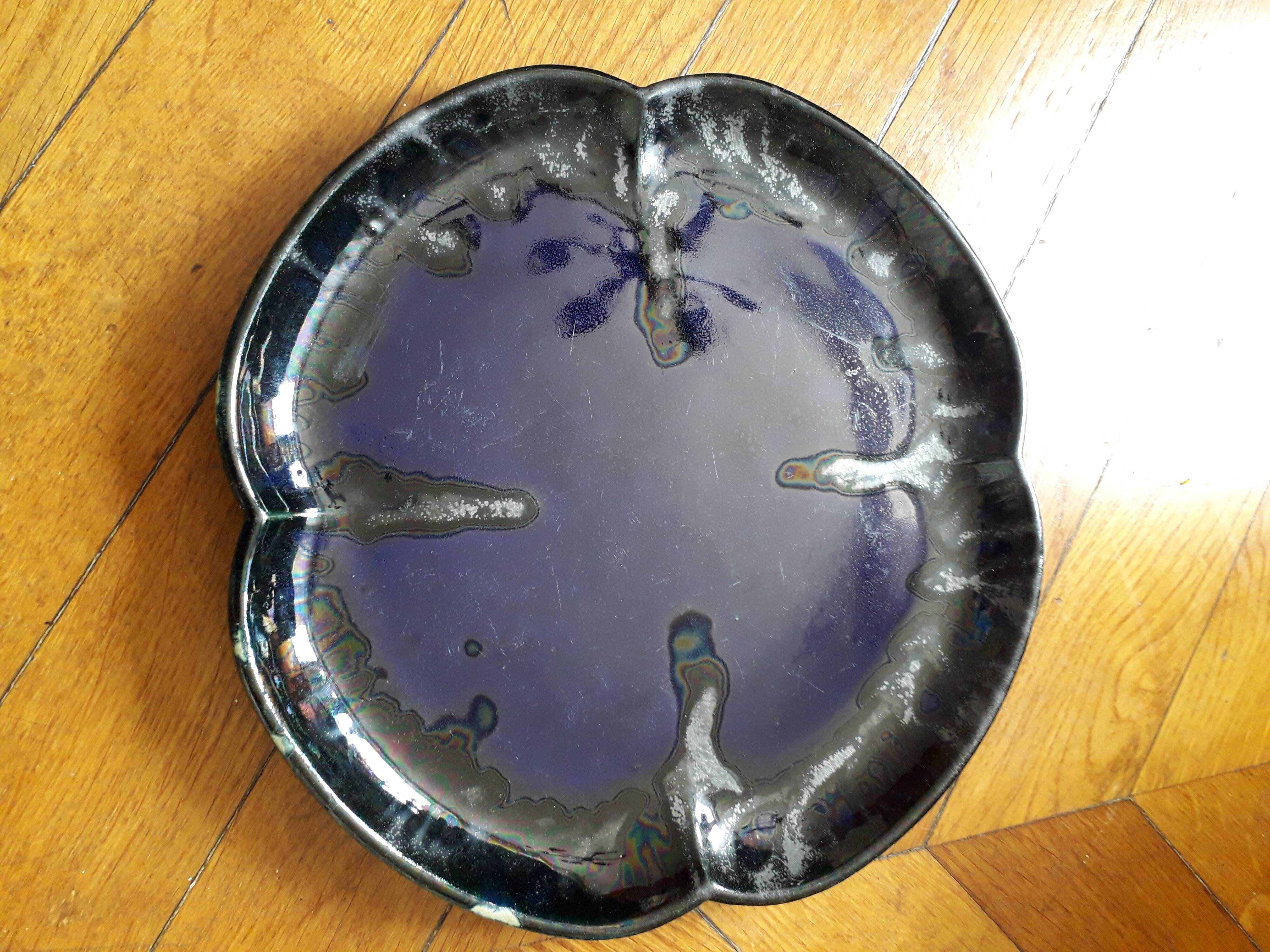 Vintage 1950s ceramic plate from Isle-Adam signed Méran Frères