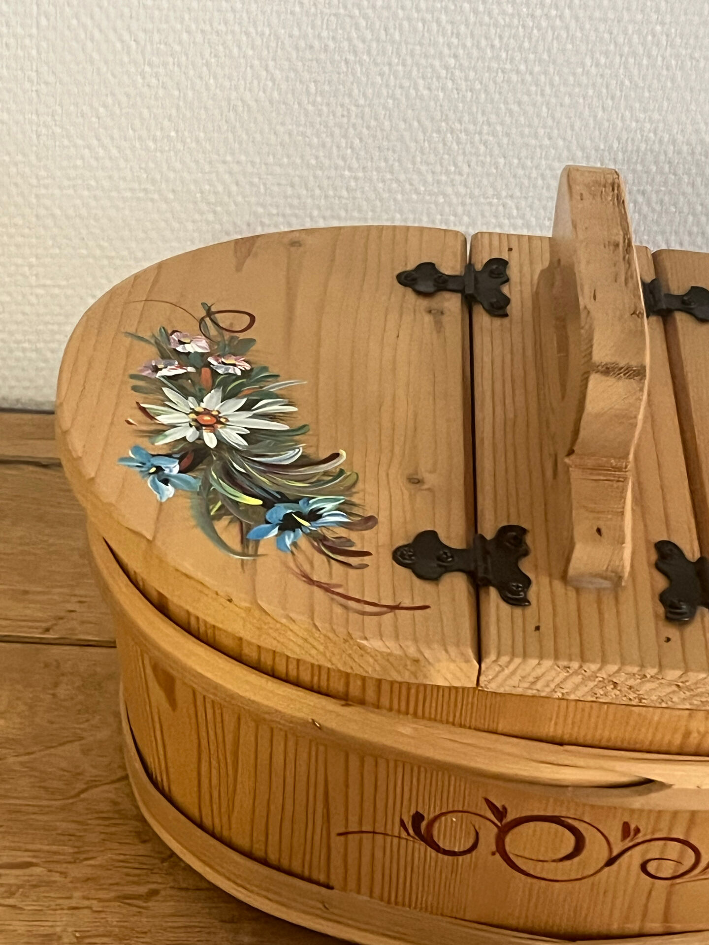 Basket handmade and painted.