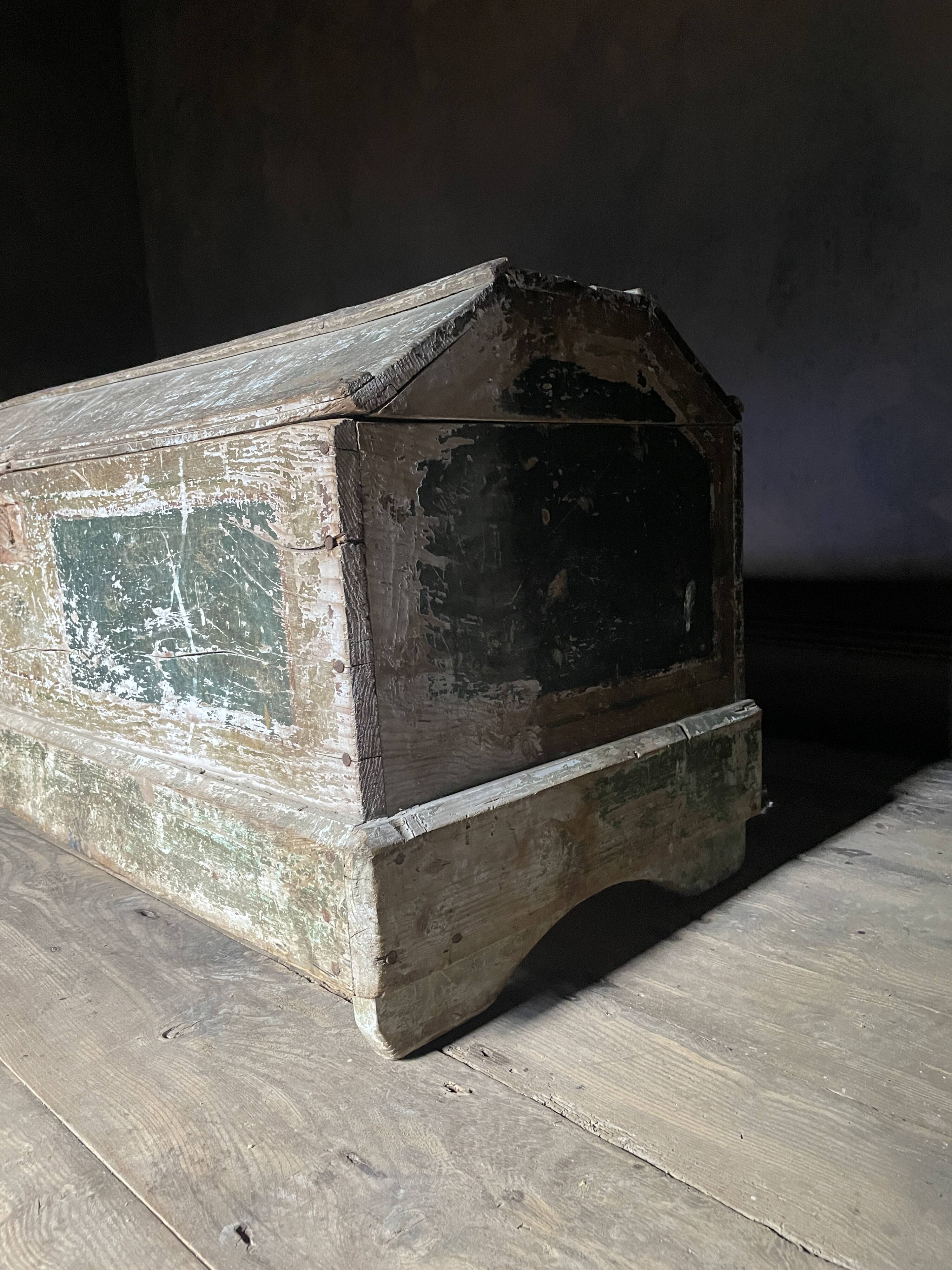 Large Antique 19th Century Continental Painted Pine Blanket Chest | Antique