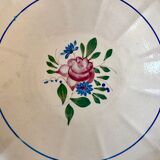 hollow dish Digoin Sarreguemines beige with pink and blue flowers 40s