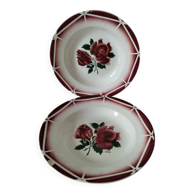 Duo d’assiettes creuses Digoin Sarreguemines modèle Cibon