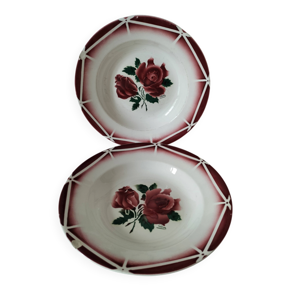 Duo d’assiettes creuses Digoin Sarreguemines modèle Cibon