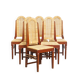 ensemble de 6 chaises de salle à manger design Art Déco en bois avec assise et dossier en osier