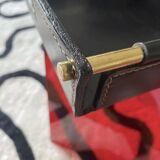 Jacques Adnet Style Desk Tray in Vintage Black Leather