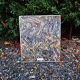 Vintage 70s Art Nouveau style hand-embossed tin wall mirror