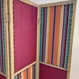 Old screen 4 sheets wood and fabric