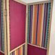 Paravent ancien 4 feuilles bois et tissu