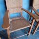Lot 2 armchairs and 2 chairs design wood and straw period 1970