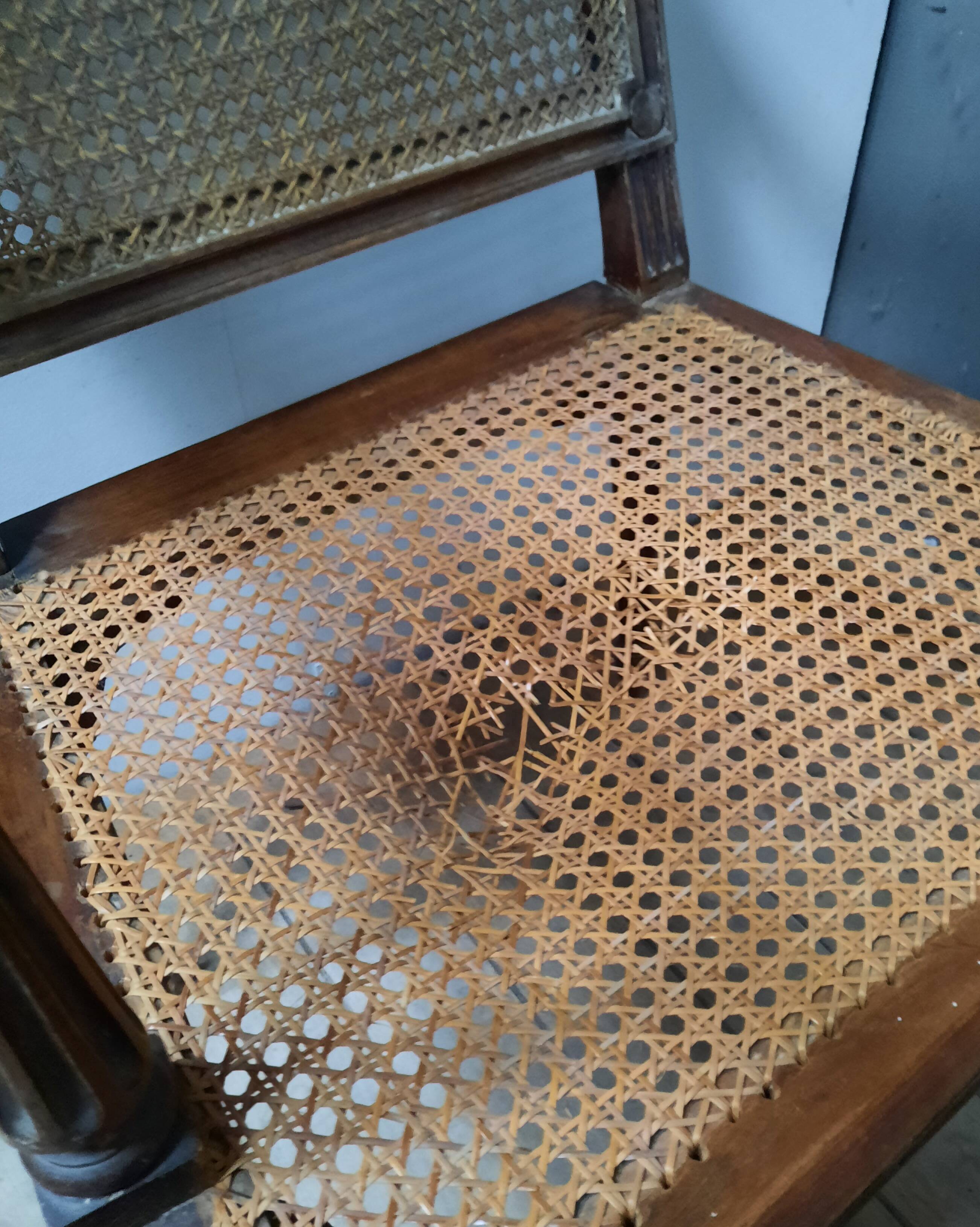 Pair of cane armchairs from the Louis XVI style