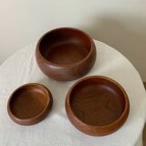 Set of three wooden salad bowls