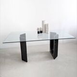 Glass & Black Marble Dining Table by Carlo Scarpa for Cattelan 1970's