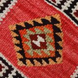 3x10 Burgundy & Orange Vintage Kilim Runner Rug, 104x317Cm