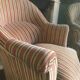 Pair of Original tapestry velvet stripe armchairs.