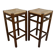 paire de tabourets de bar, en bois avec assise paillée