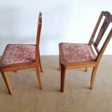 Set of 2 50s chairs in oak and pink velvet