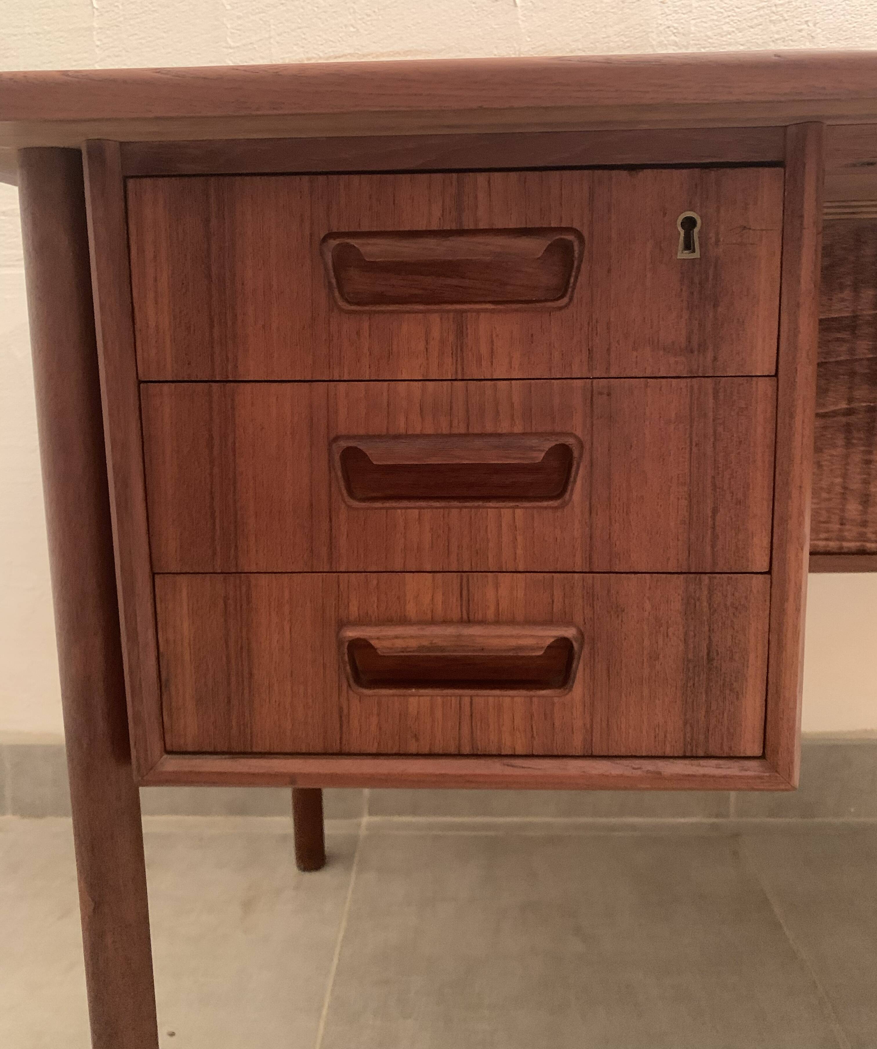 Vintage Danish teak desk by Gunnar Nielsen Tibergaard, 1960