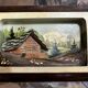 Tableau alpin vintage en bois sculpté et peint