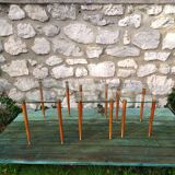 Nesting tables 50s in glass wood and brass